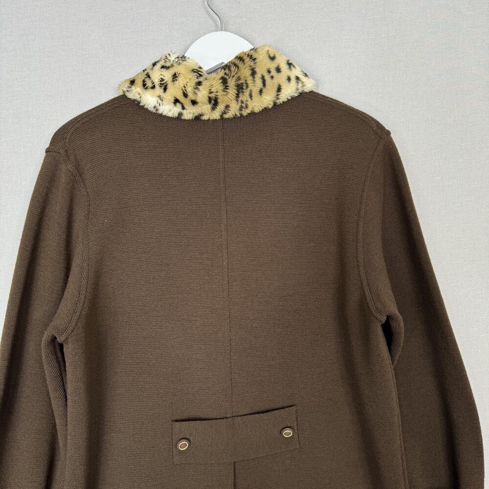 Vintage Pubbliche Relazioni Jacket Women Medium Wool Leopard Faux Fur Trim Retro - Picture 7 of 14